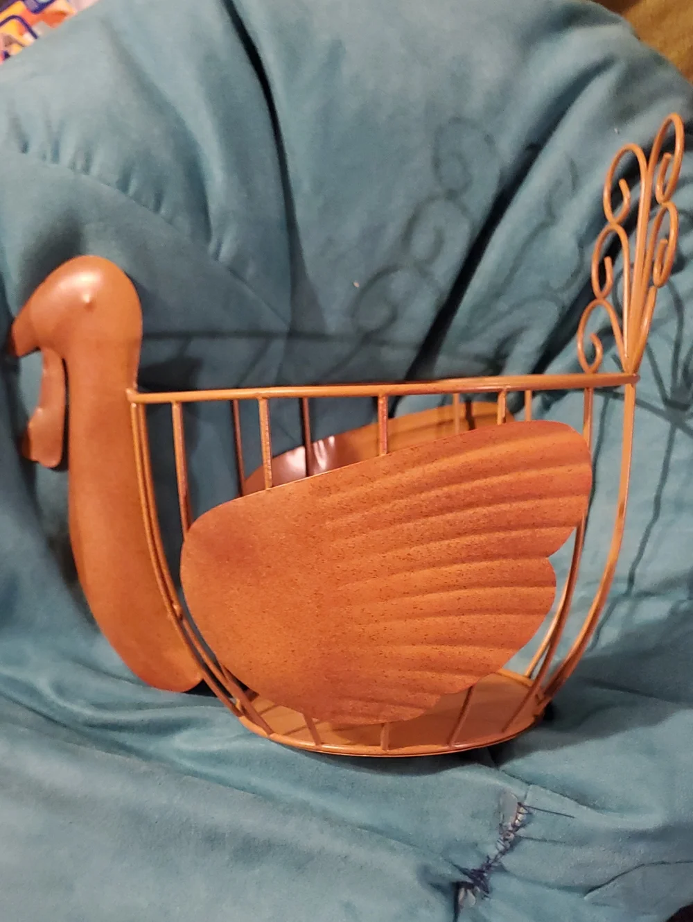 Decorative Metal Turkey Basket - Rust Brown Home Accent